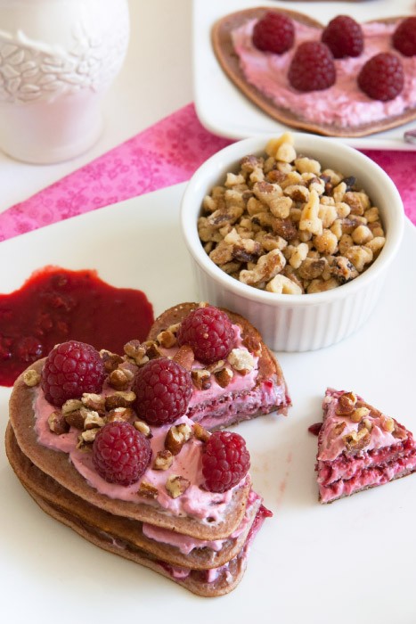 Raspberry Cream Cheese Pan-Crepes Recipe | FamilyFreshCooking.com | © MarlaMeridith.com Raspberry Crepes with Cream Cheese filling & walnuts