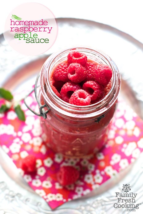 Homemade Raspberry Applesauce on Family Fresh Cooking blog IMG 8471