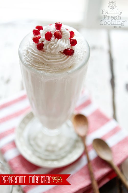 Peppermint Milkshake with Minty Whipped Cream | Vegan Recipe on FamilyFreshCooking.com