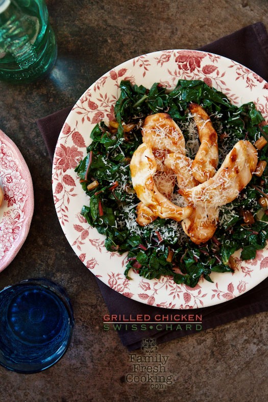 Grilled Chicken with Rainbow Chard | Gluten Free, Paleo recipe | FamilyFreshCooking.com